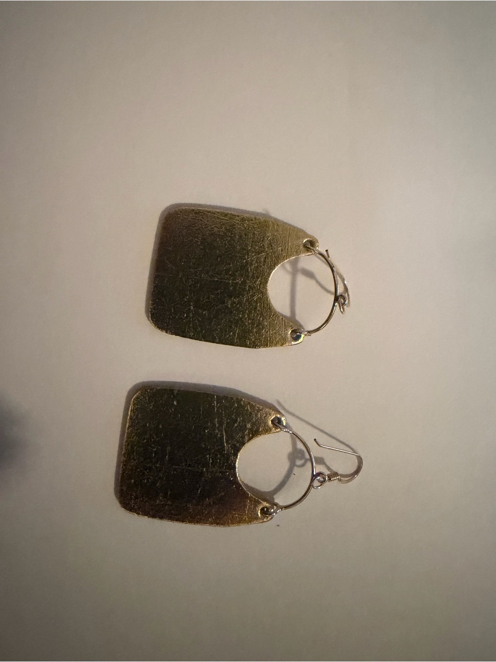 Nickel & Suede vintage look Gold Rectangular Drop Earrings